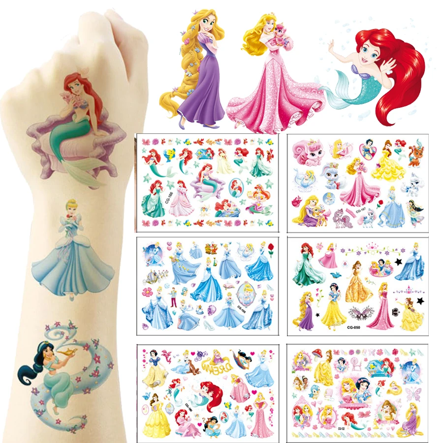 

Disney Mermaid Aurora Princess Tattoo Stickers Snow White Party Favor Goodie Bag Pinata Fillers Birthday Decoration Wedding Supp