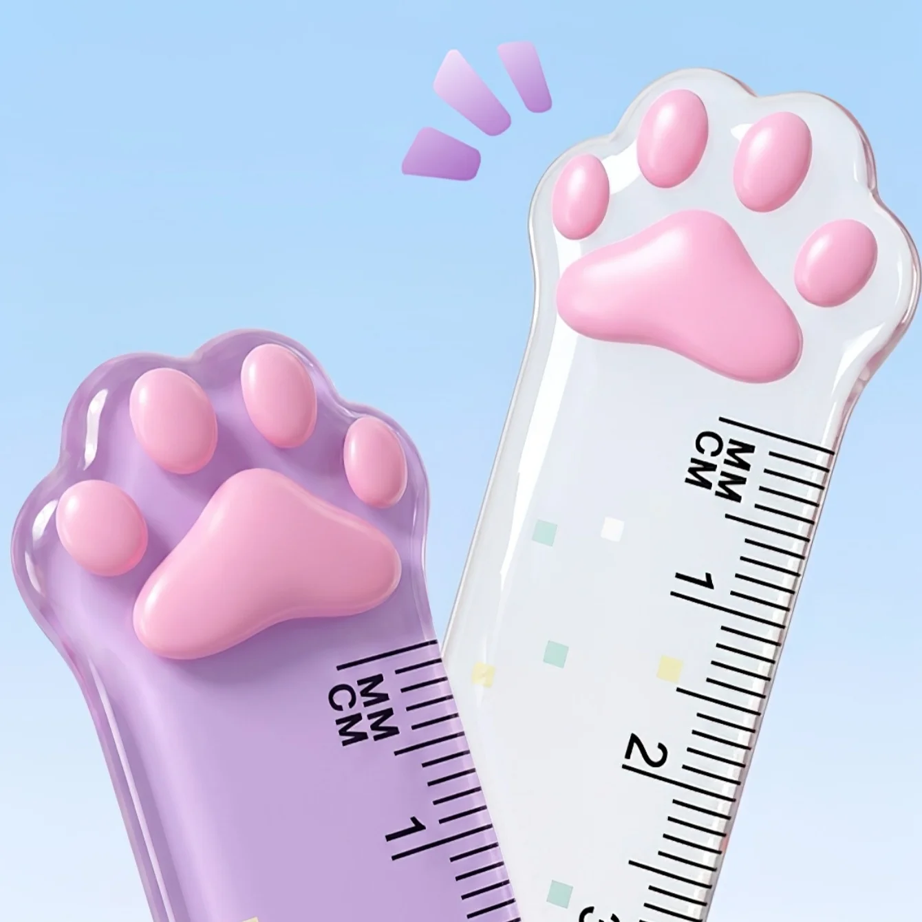1/4pcs Pixel Cat Claw Design 15cm Clear Straight Ruler Thickened Material Smooth Edges Measuring Drafting Tool Stationery A3483