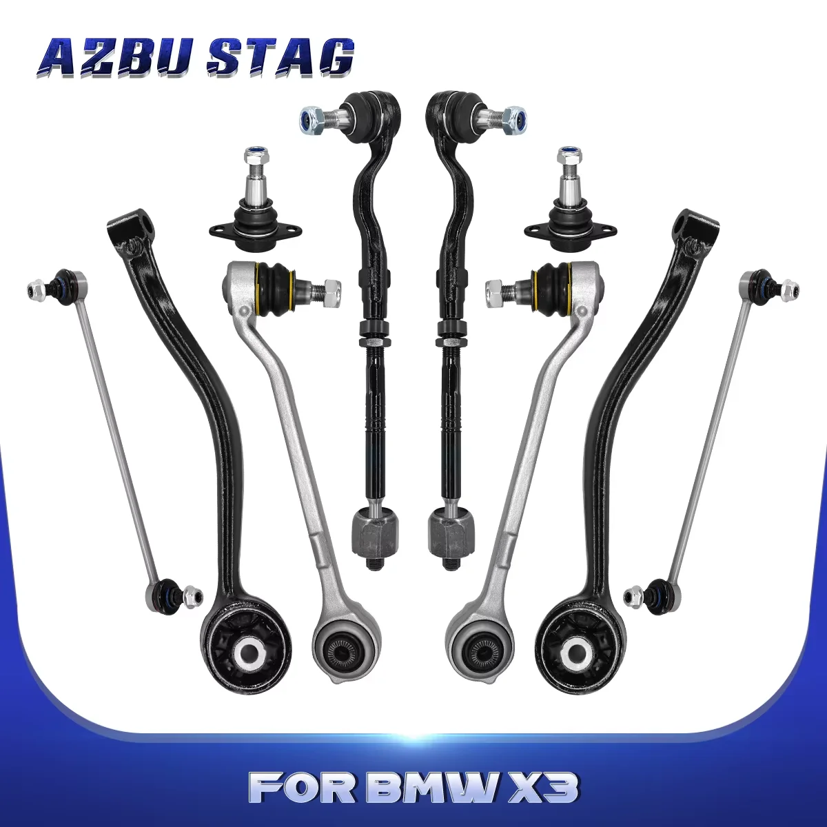 

AzbuStag Front Lower Control Arm Sway Bar Link Ball Joint 10Pcs for BMW F25 F26 X3 X4 2011-2018 MS101250 31126787669 MS101251
