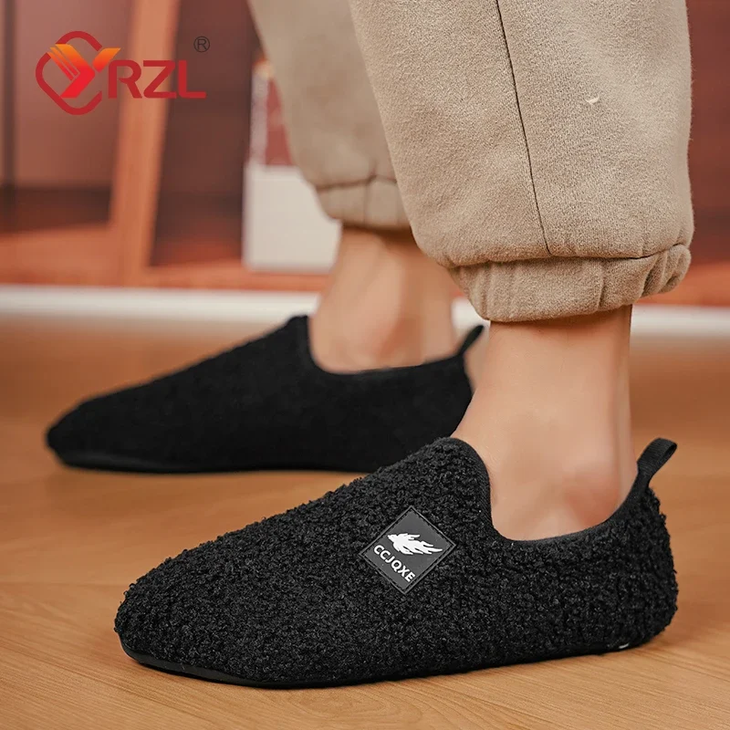 Yrzl chinelo de inverno masculino chinelos de algodão disigner quente casa interior sapatos casuais de alta qualidade antiderrapante pelúcia inverno casal sapatos