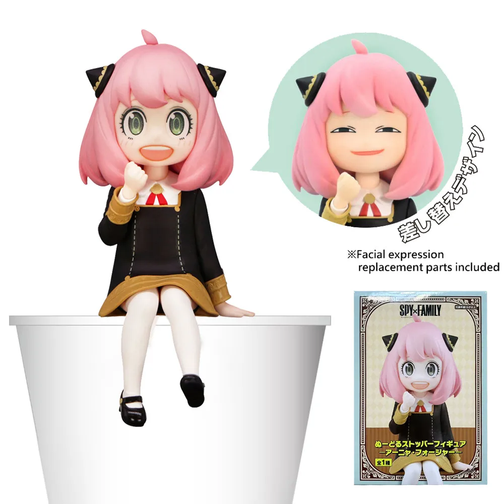 14CM Anime SPY Family Anya Forger Figure Noodle Stopper Figure Replacement Face Model Toy Aciton Figure Doll Collection Desktop