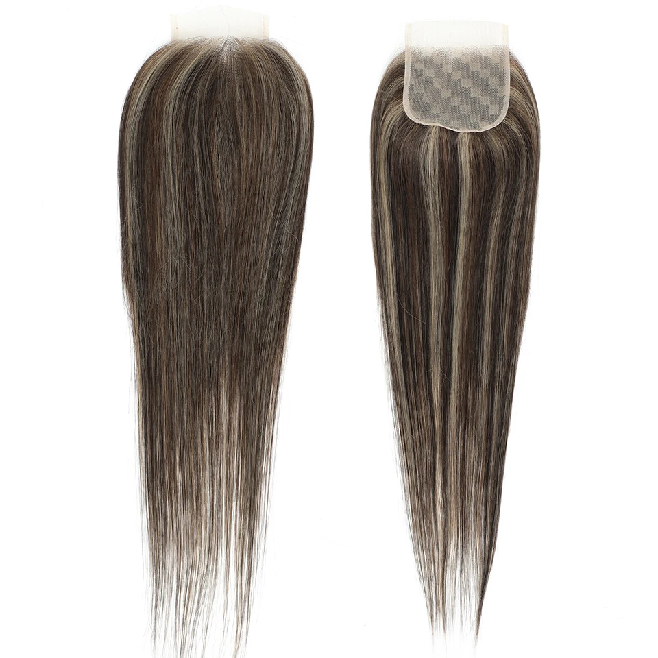 브라질 99J 4x4 스트레이트 헤어 클로저, 4x4 레이스 클로저, 아기 헤어 포함, 22 인치 레이스 클로저