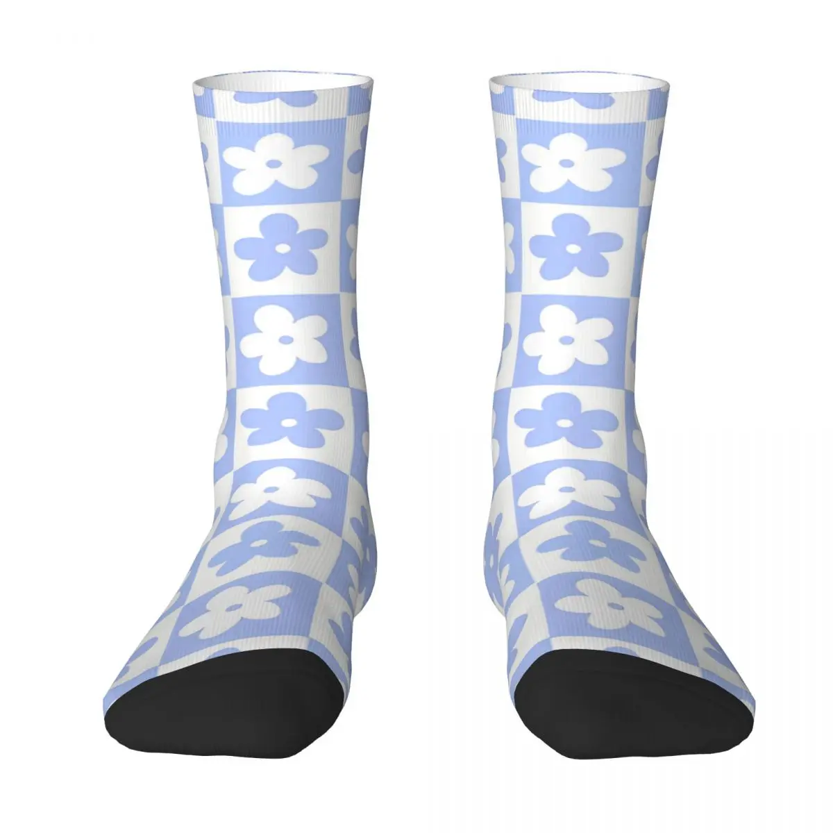 Lattice Periwinkle And White Men Women Socks Windproof Novelty Spring Summer Autumn Winter Stockings Gift