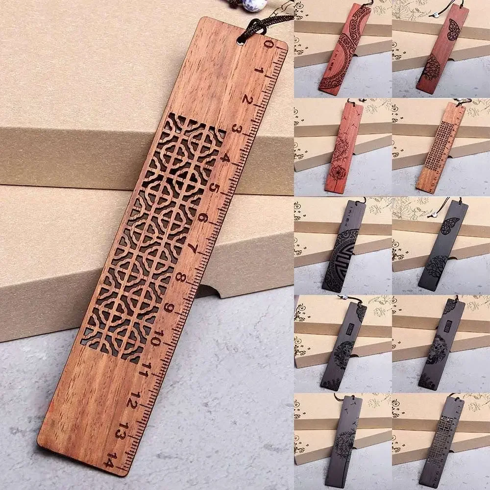 High Quality Chinese Style Bookmark Sandalwood Carving Wooden Book Mark Reading Tools Gift