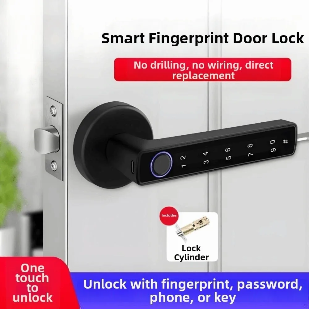 リモートロック-スマート指紋認証ドアロック-bluetoothスマート電子デジタルドアハンドル-wifiゲートウェイキー-生体認証ドアロック