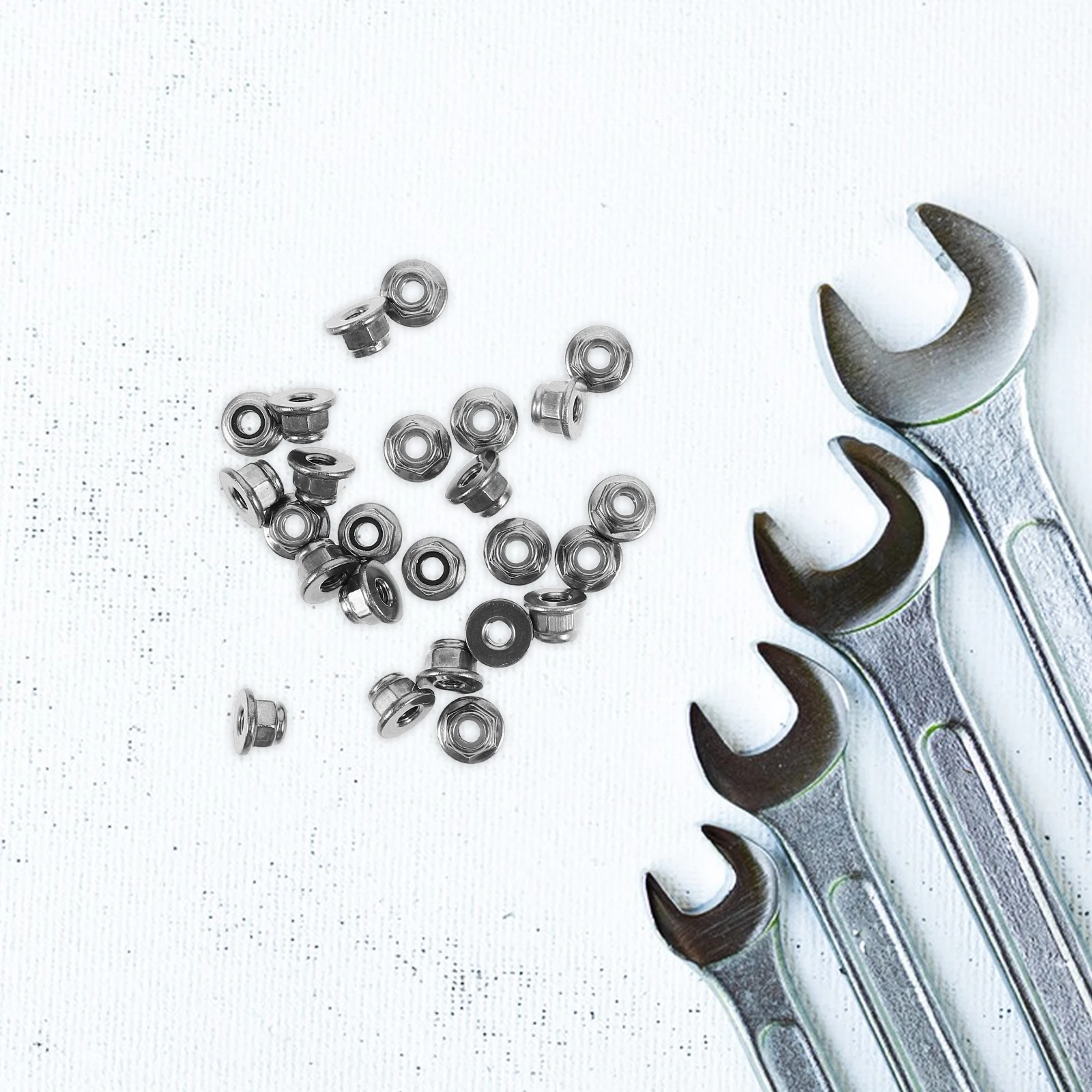 

Hex Flange Nuts Hexagon Lock with Nylon Insert Stainless Steel Grey Construction