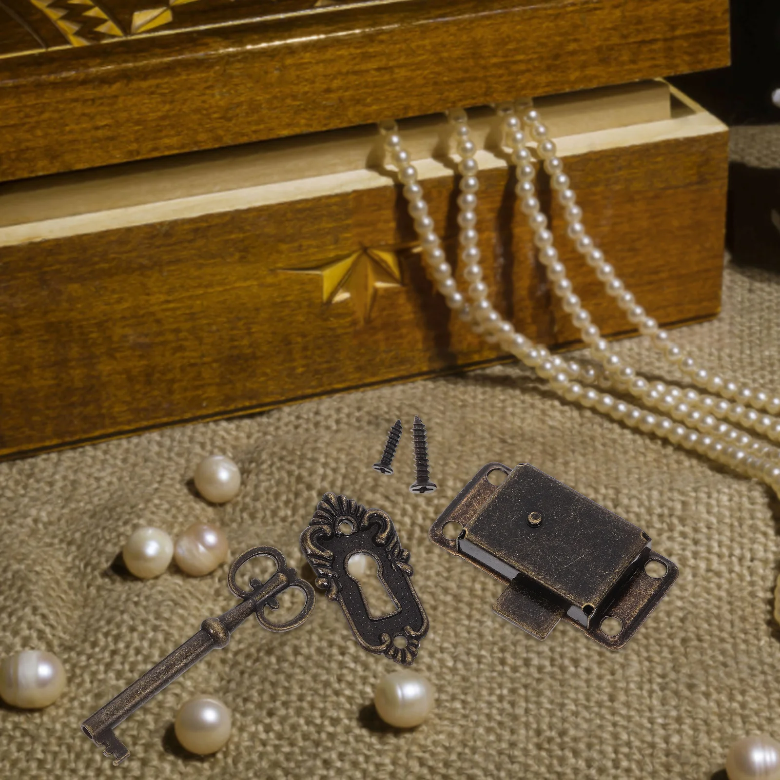 

1Set Drawer Lock Set Vintage Style Metal Cabinet Lock for Jewelry Boxes Furniture Security Cabinet Locks