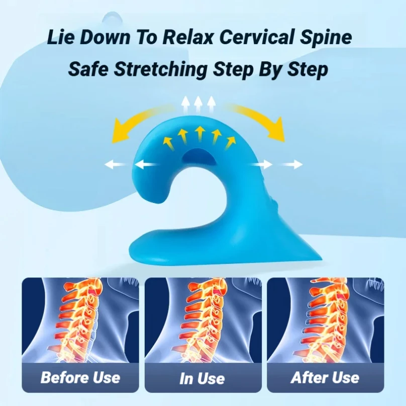C-Type Neck And Shoulder Relaxer Cervical Spine Stretch Muscle Relaxation Traction Device Massage Pillow for Chiropractic Correc