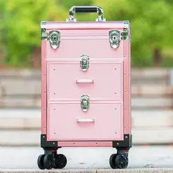 Grote Capaciteit Professionele Make-Up Tas Bagage Kunstenaar Trolley Case Reizen Nail Opslag Make-Up Koffer Rollende Tattoo Toolbox