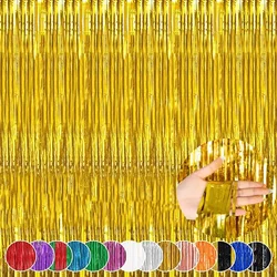 Party Metallic Tinsel Foil Fringe Curtains Backdrop for Birthday New Year Eve Party Photo Rain Curtain Festival Wedding Decor