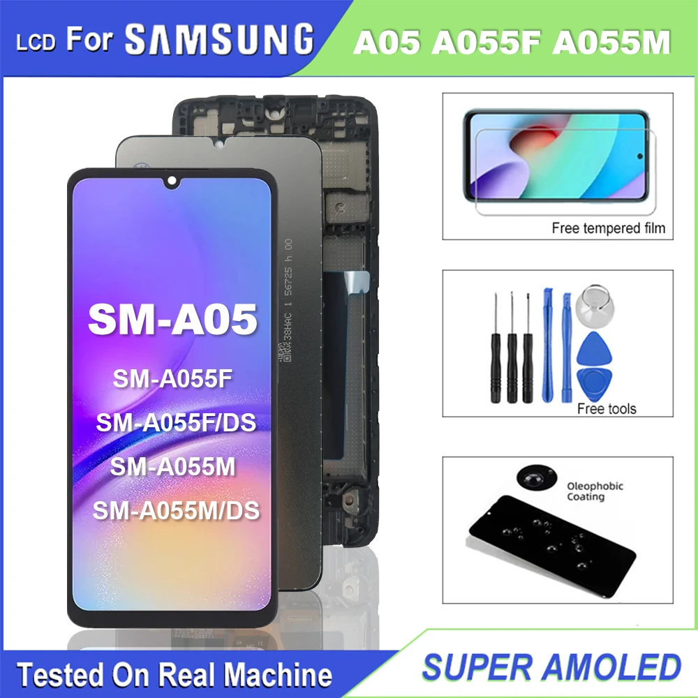 Tela LCD de 6,7 polegadas para Samsung Galaxy A05, conjunto digitalizador de tela sensível ao toque, peças de reposição para SM-A05 A055 A055M A055F, display LCD