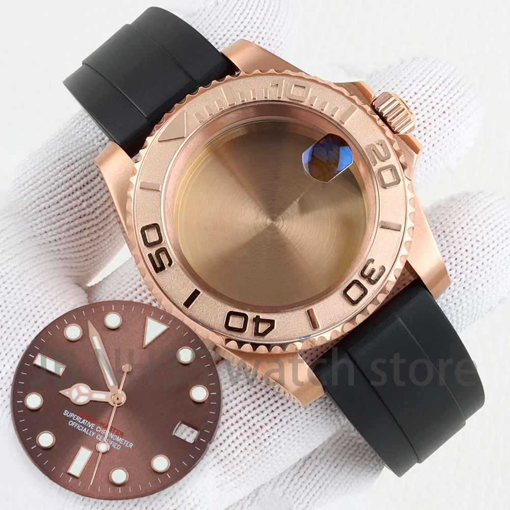 

40mm NH35 Men's Case Sapphire Stainless Steel for Yacht-Master NH35/NH36 Automatic Movement 28.5mm Dial Blue Luminous Watch Part