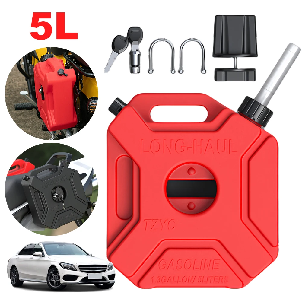 5L Portable Plastic Cans with Lock Motorcycle Gas Can Gas Spare Container Emergency Backup SUV Motorcycle Accessories