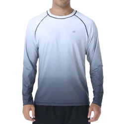 Camisa de praia de manga comprida respirável masculina, UPF 50 Gradiente, Rash Guard, Caminhada, Camisas ao ar livre, Camiseta de natação