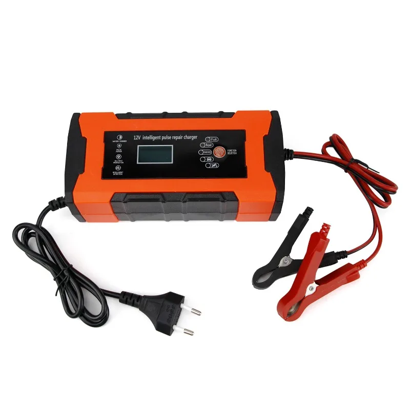 12V 10A intelligent pulse charger, suitable for car and motorcycle batteries, capable of restoring lead-acid batteries featuring