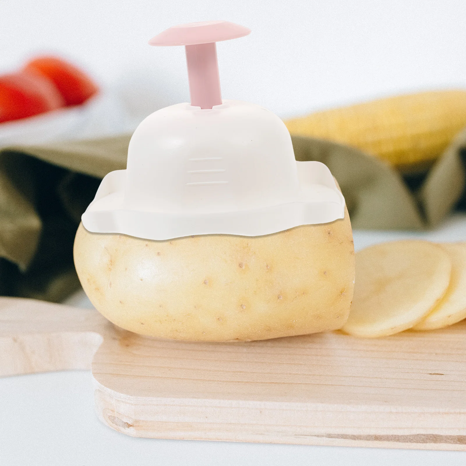 

1Pcs Food Slicer Safety Holder Pink White Finger Guard Easy Clean Multi-Functional Sturdy Premium Food Safety Holder