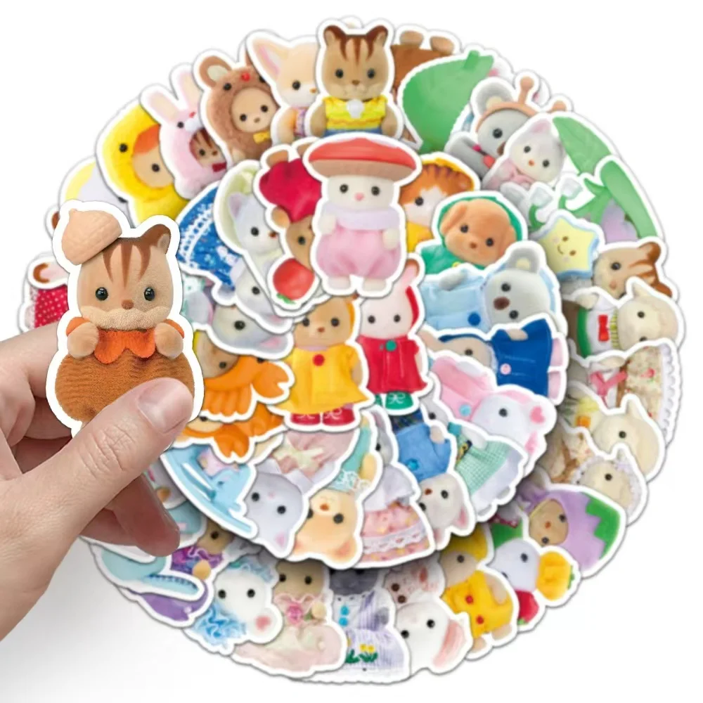 

51 шт. плюшевых наклеек «Семейство Сильванов», милые наклейки-куклы в виде животных для скрапбукинга, дневника, чехла для телефона, декора своими руками