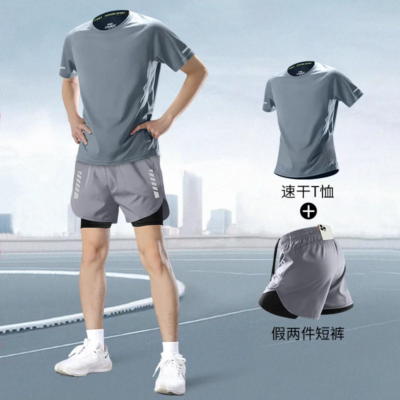 Fitness Clothes for Men Running Summer Quick-drying Short-sleeved Shorts Sports Suit