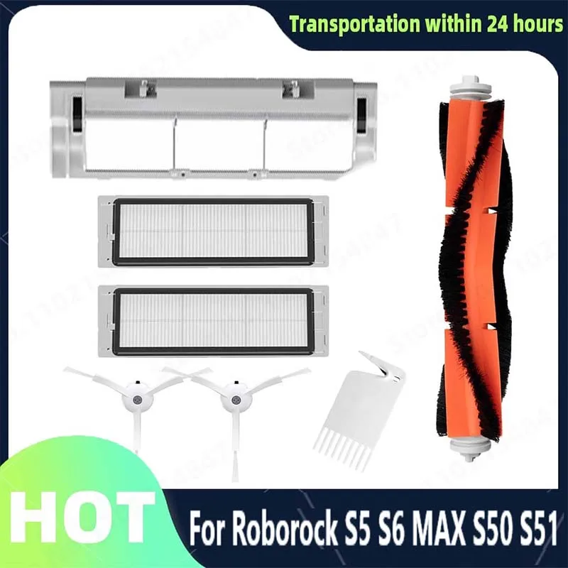 

For Xiaomi 1S Roborock S6 S5 S60 S65 S5 S50 S55 E25 E35 Main Brush White HEPA Filter Vacuum Parts Accessories