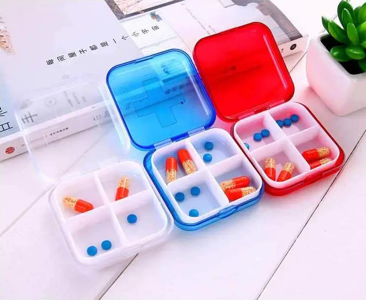 4 Compartments Portable Storage Pill Box, Small Pill Box Moisture-proof Small Pill Box, Pocket Wallet Daily Carry Dispenser Box