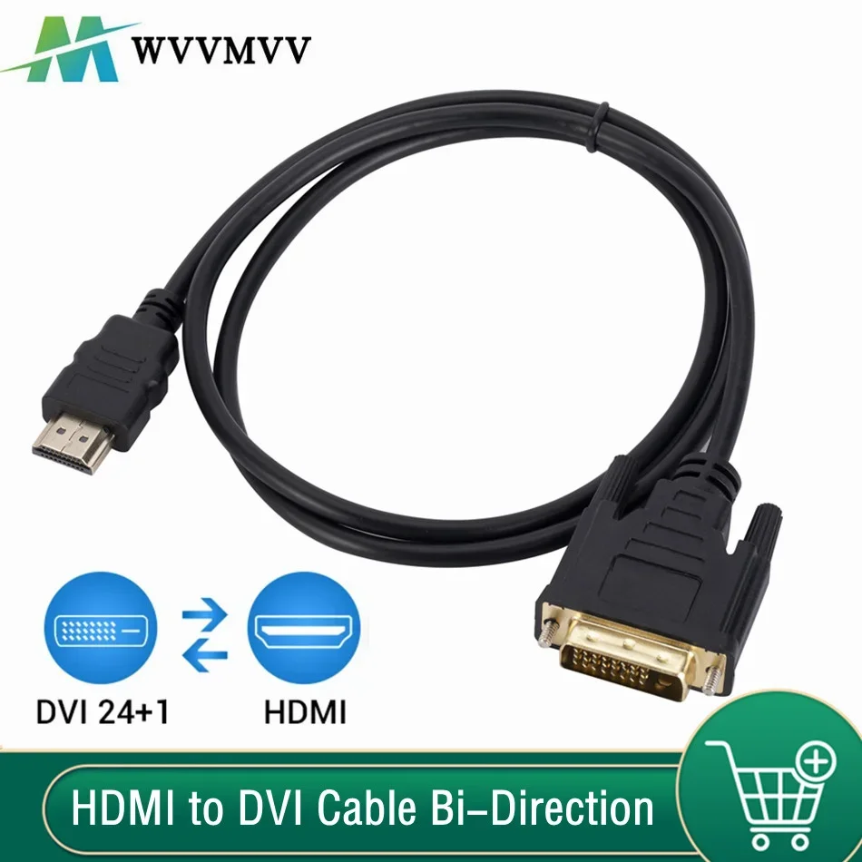 WvvMvv kabel 4K HDMI do Adapter DVI z męskiego na męskie DVI 24 + 1 Bi-Direction DVI do HDMI konwerter do monitora projektor telewizyjny PC HD