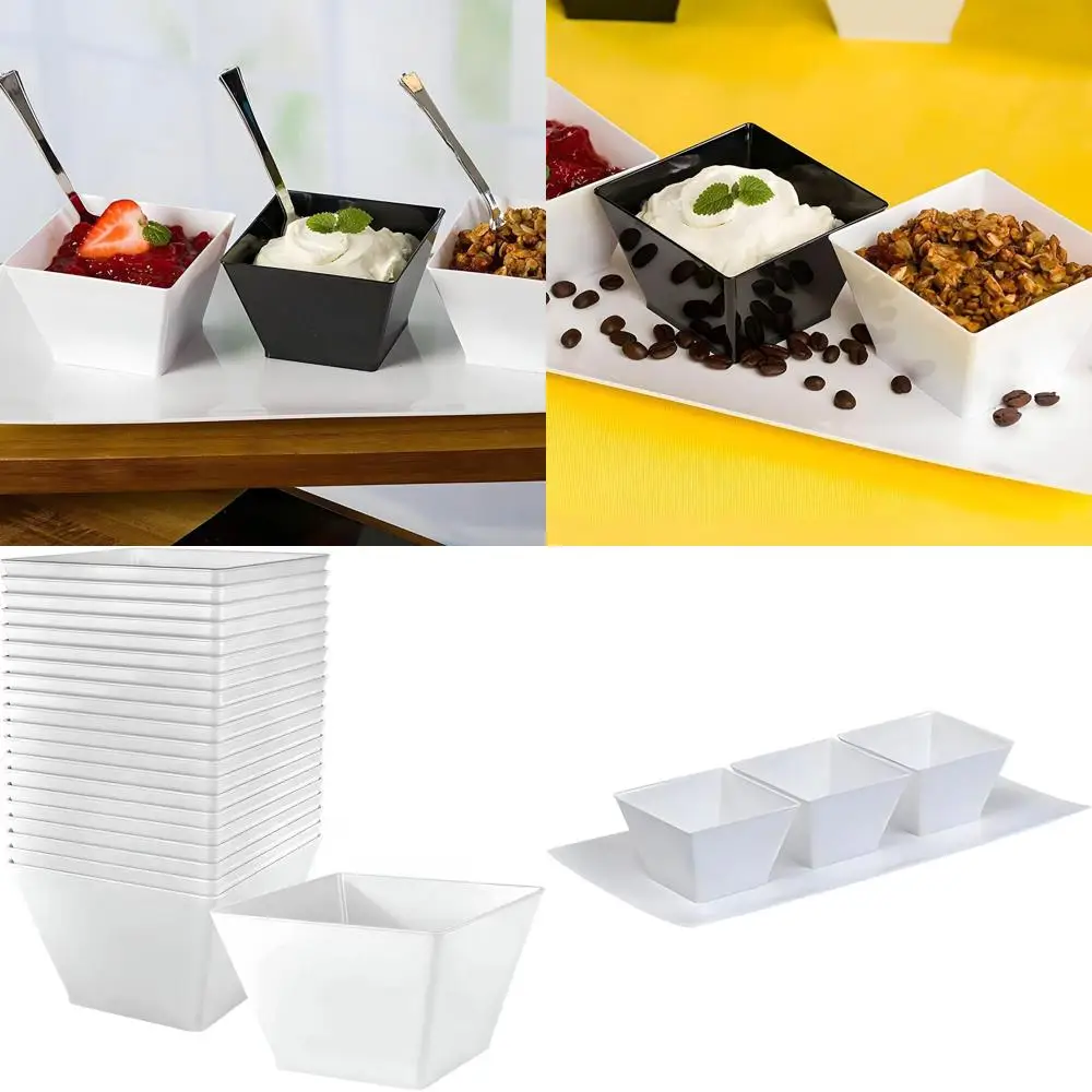 

Маленькие белые одноразовые квадратные миски объемом 8 унций, идеально подходят для подачи закусок, десертов, соусов и приправ, 240 штук, усиленные, класс B