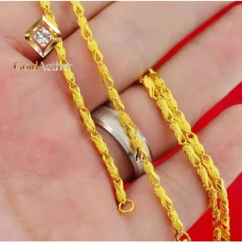 GoldNouveau Luxury 24K 9999 Pure Gold real gold Women's Small Fish Necklace Clavicle Chain