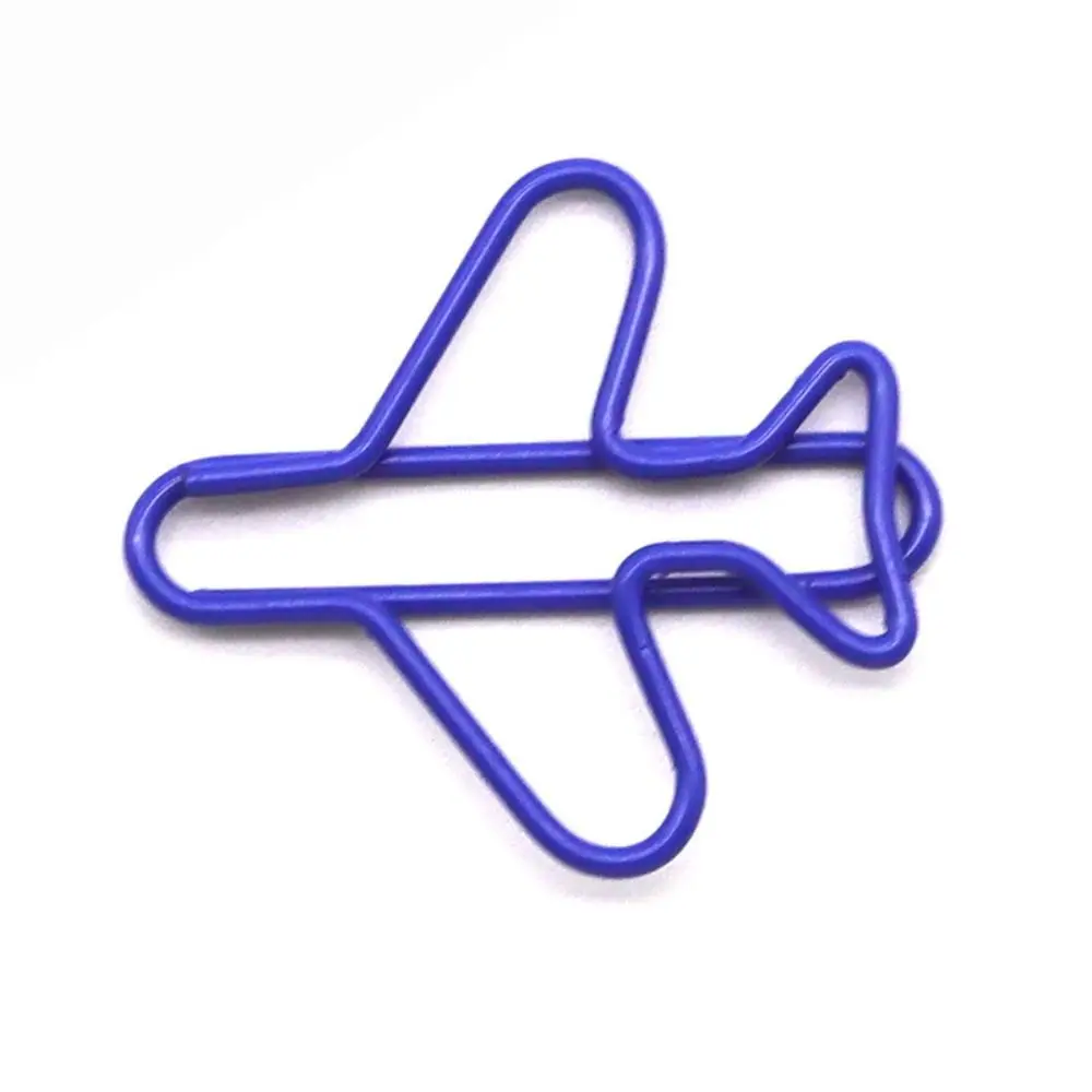 10pcs Metal Memo Airplane Paper Clip Index Bookmark Clip-on Metal Paper Clips Irregular Airplane Shape Creative Bookmark Clip