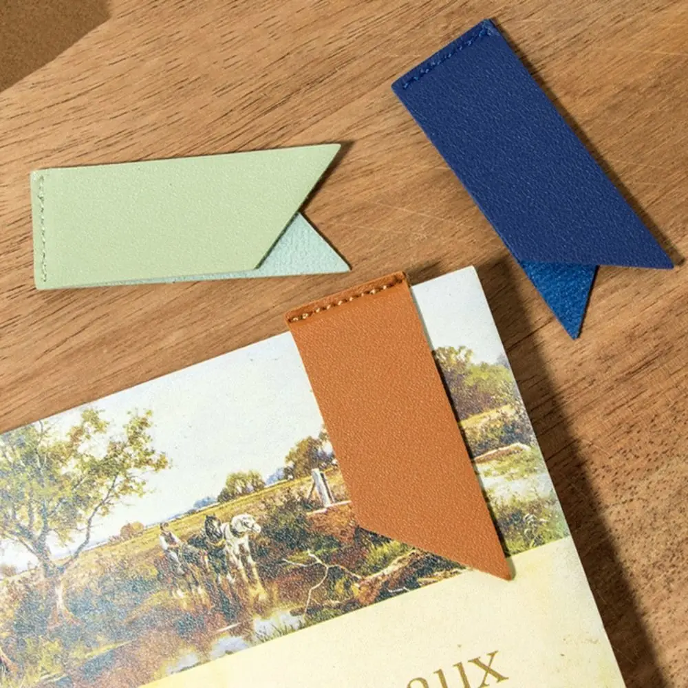 Portable Vintage Leather Bookmark Handmade Waterproof Fold Bookmark Practical Multi-purpose PU Leather Label Friend