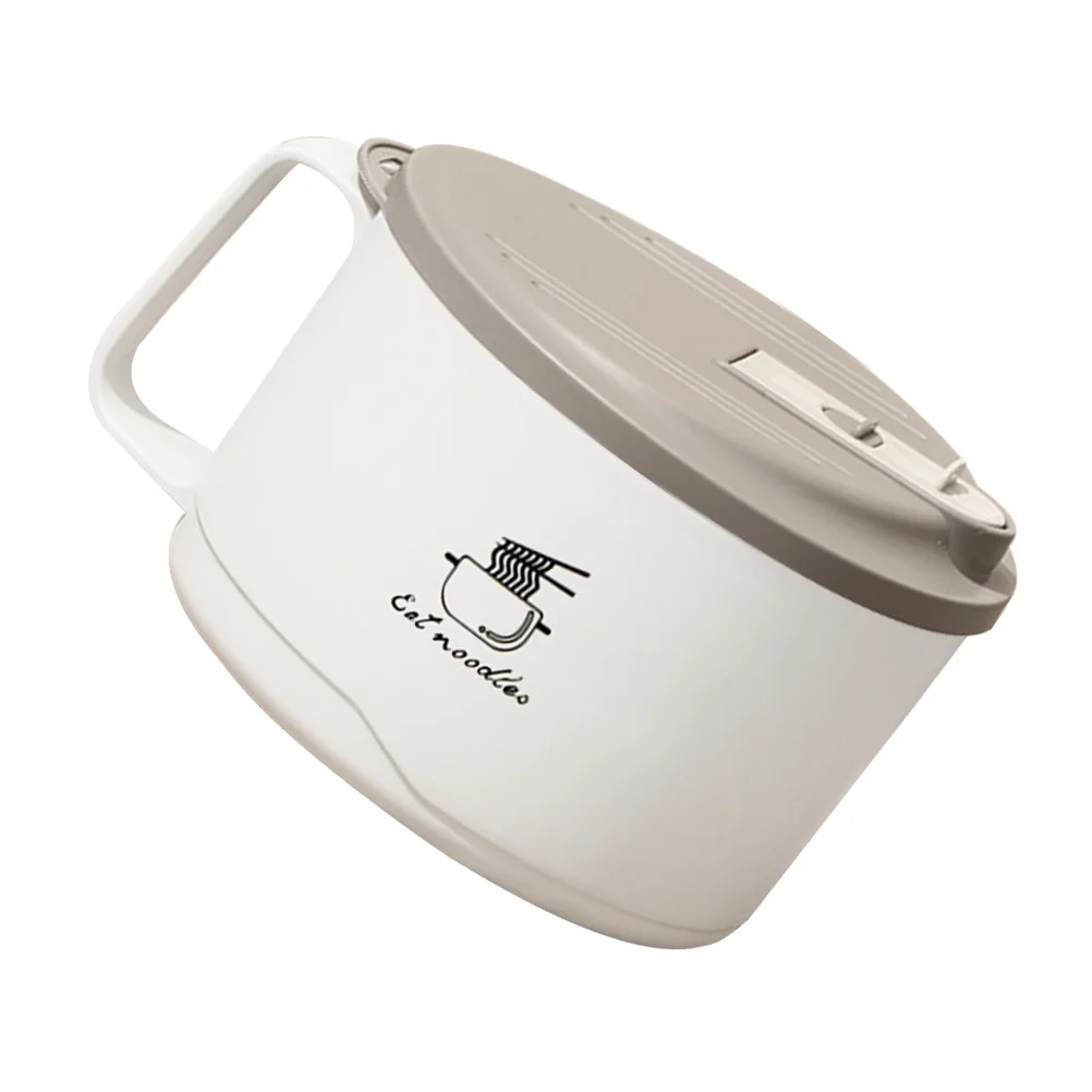 Cuenco para Ramen de acero inoxidable, gran capacidad con tapa, tazón portátil para sopa y fideos para fideos instantáneos, ensalada de cereales y avena