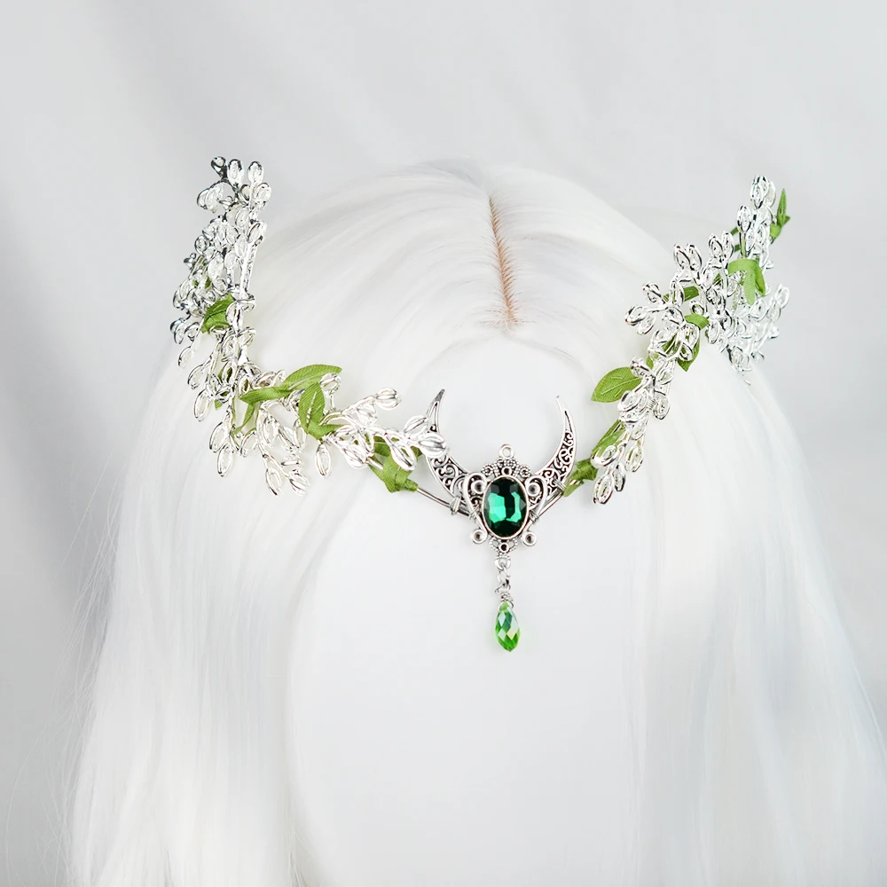 Fairy Forest Woodland Moon Leaves Hair Tiara Elvish Hairband Elf Branch Crown For women