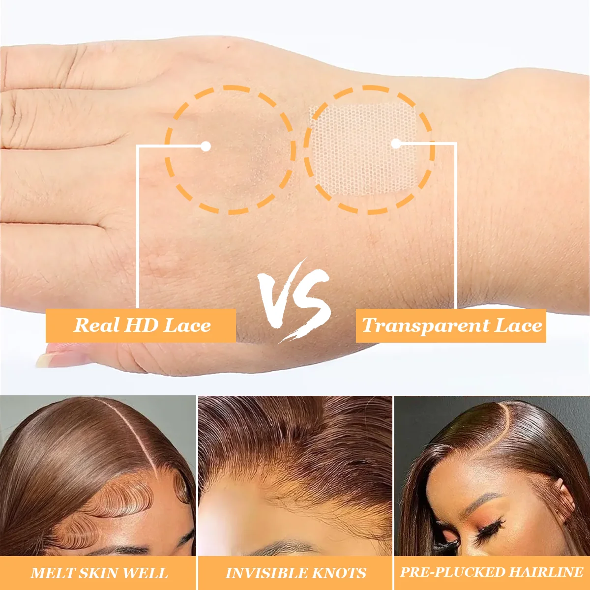 شعر مستعار بدانتيل أمامي شفاف عالي الدقة 13 × 6 بطول 36 بوصة وكثافة 220% # 4 باروكات شعر بشري برازيلي حقيقي بلون الشوكولاتة للنساء