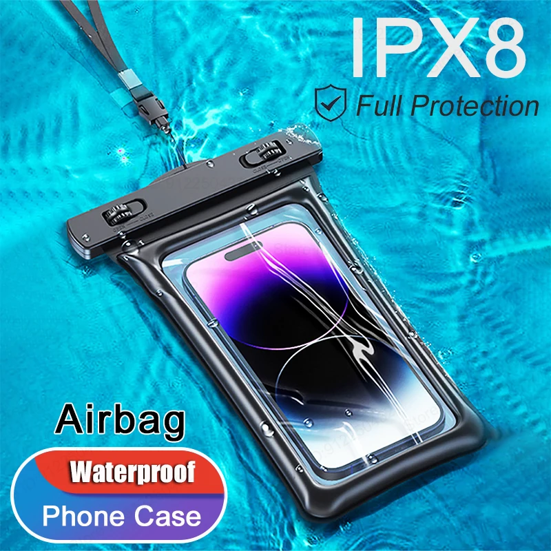 Fundas de teléfono universales impermeables IPX8 para iPhone 15 14 13 12 11 Pro Max bolsa de aire a prueba de agua cubierta de natación para Samsung Xiaomi Huawei