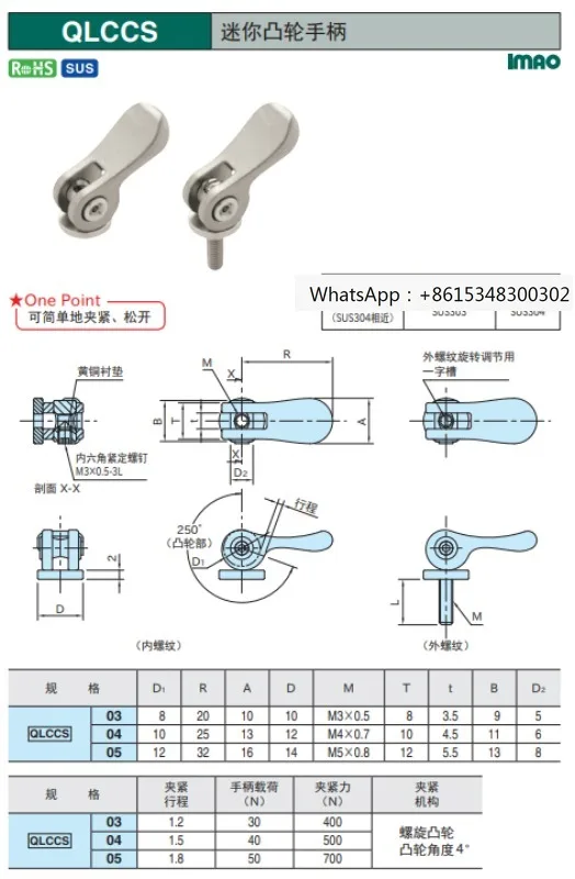 

Original imported authentic Japanese fixture mini cam handle QLCCS series