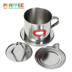 Vietnamese Phin Coffee Drip Cup Filter Stainless Steel Traditional Vietnam Coffee Maker Coffee Brewing Tool for Office, Home