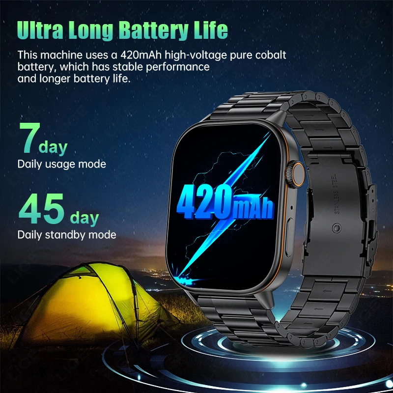 LIGE Nuovo Localizzatore GPS Astuto Della Vigilanza Degli Uomini Bussola Militare Sport All'aria Aperta Orologi Fitness 2.01 ''Schermo HD Impermeabile Donne Smartwatch