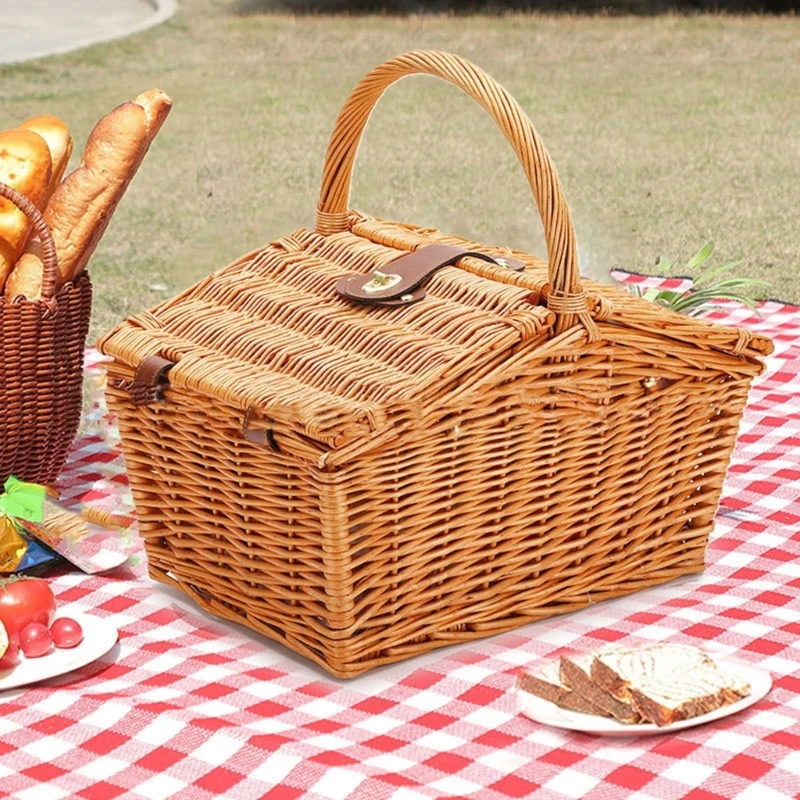 A1A2 Shopping Storage Hamper Basket Handle Picnics Bag Willows Weaving Storage Hamper for Home Wedding Decoration