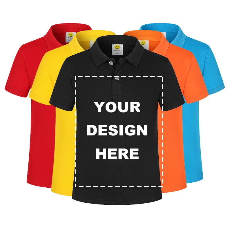 DIY LOGO Boys Multicolor Summer Polo Shirts Cotton Boys Clothes Short Sleeve Tops Kids Polo Shirt Blue White Boys Clothing