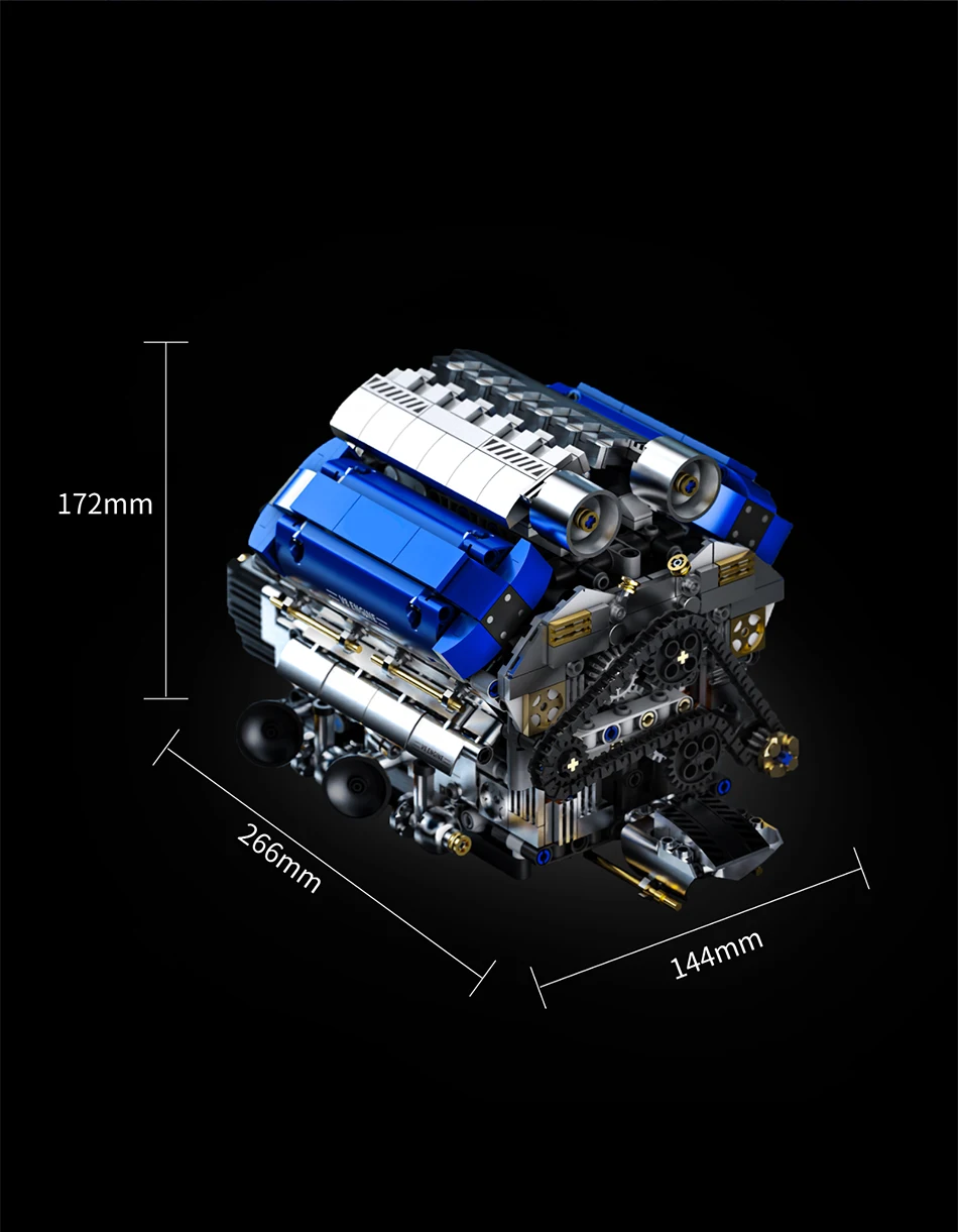 Technical V8 Electrice Driven Engine Building Blocks Simulation Supercar Engine MOC Bricks Science Education Toys Birthday Gift