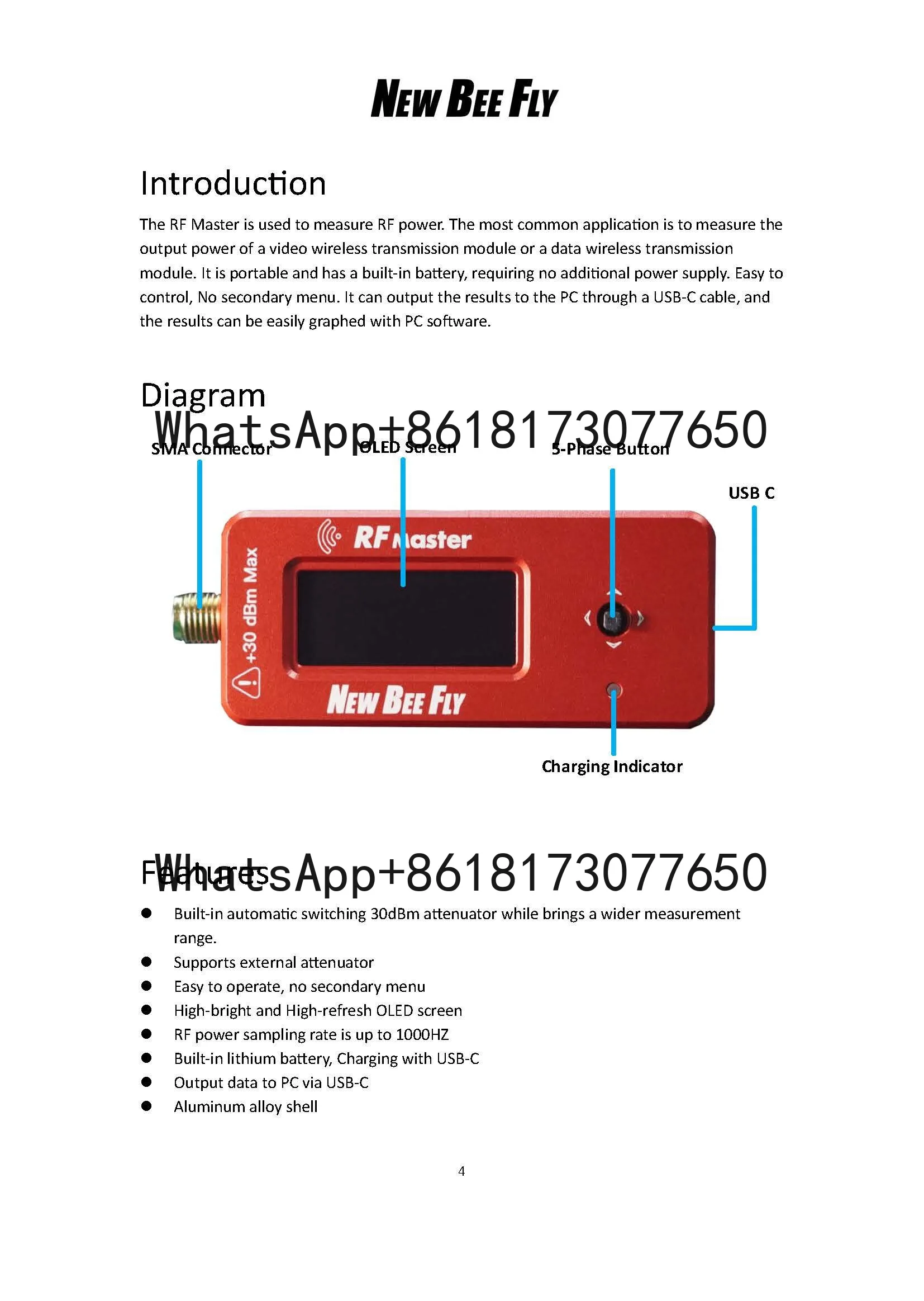 ImmersionRC RF Power Meter Interner Abschwächer RF Power Meter V2 FPV Test Gear