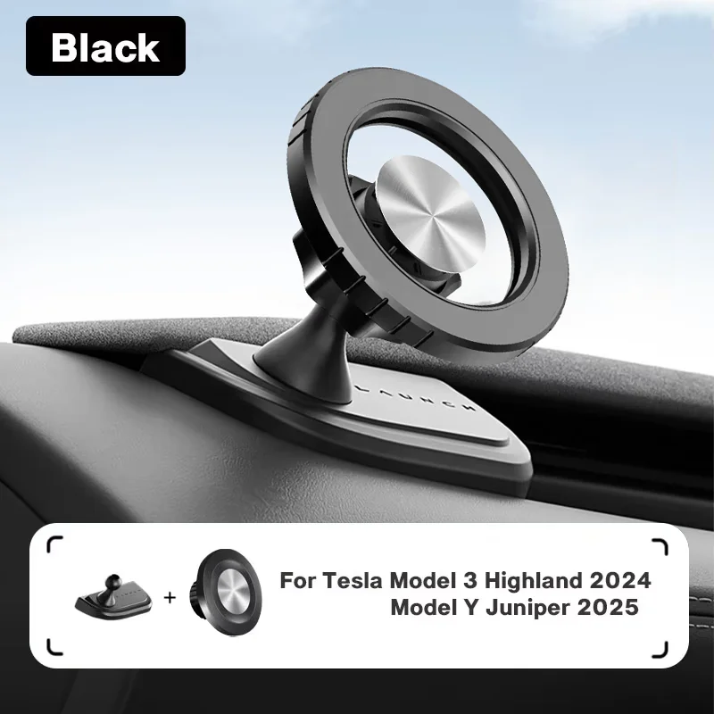 Handyhalterung für Tesla Model 3 Y Highland Juniper Stärkerer Magnetischer 360°-Halter ° Drehbarer Auto-Stützfußhalter Zubehör