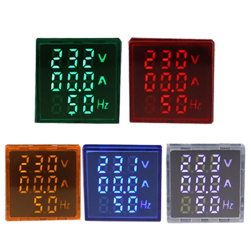 AC 60-500V 1-100A LED Digital Voltmeter Ammeter Hertz HZ Signal Lights 220V Voltage Current Meter Volt Amp Tester Detector