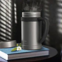 550ml Pure Titanium Thermos Cup With Handle,Double Layer Vacuum Flasks,High Grade Gift Drinkware,Tea Mug,Business Water Bottle