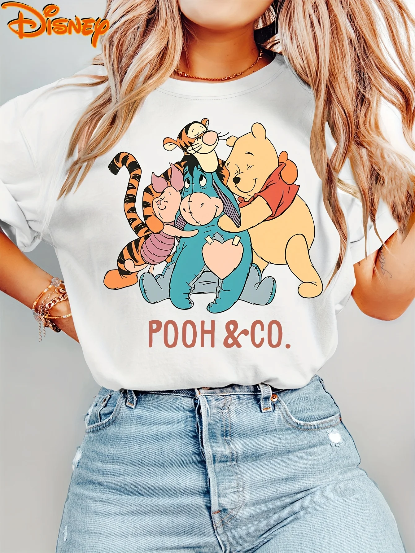 

Disney Winnie the Pooh Tigger Piglet T Shirt Women's Men Cotton Tee O-Neck Casual Oversize Short Sleeve Loose Streetwear Fashion