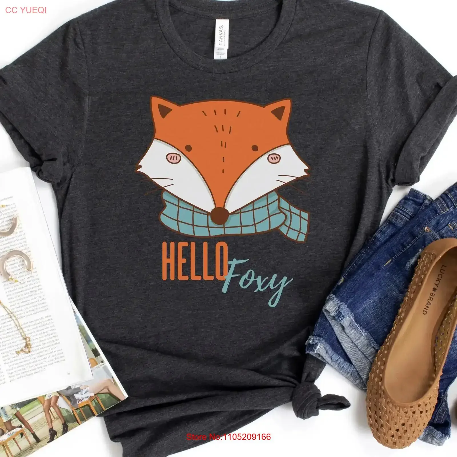 

Foxy fall shirt woodland creatures scarf sweater weather T autumn gift for fox lover cozy season mama tee cute vintage Washed