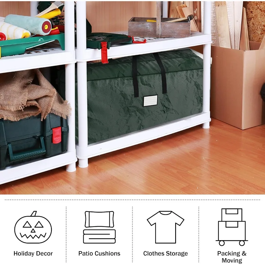 مجموعة من 2 أكياس تخزين مقاومة للماء لأشجار عيد الميلاد الاصطناعية المفككة بطول 17 قدمًا وديكورات العطلات مثالية للاستخدام الداخلي #4