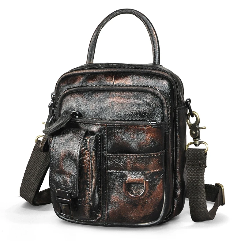 Hot Sale Genuine Bull Leather Multi-function Messenger Crossbody Tote Bag For Men Male Design Satchel Fanny Waist Belt Pack 3004 image 6