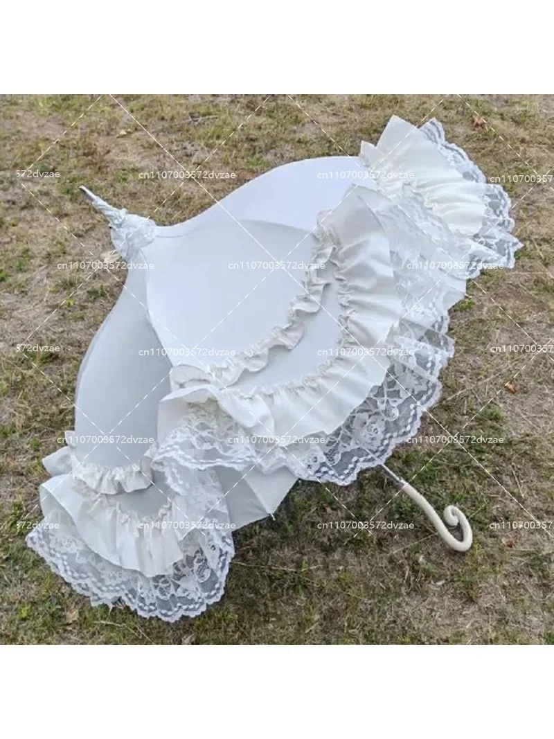 

Women's French Pagoda Lace Umbrella UV Protection Flower Wedding Photography Prop Elegant Shade for Special Occasions