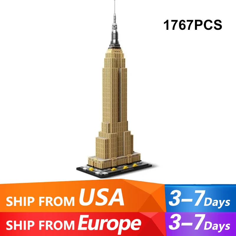 

Giant American International Building 1:800 Model MOC-21046 City Street View Architecture Buildings Blocks Gift for Adults Kids