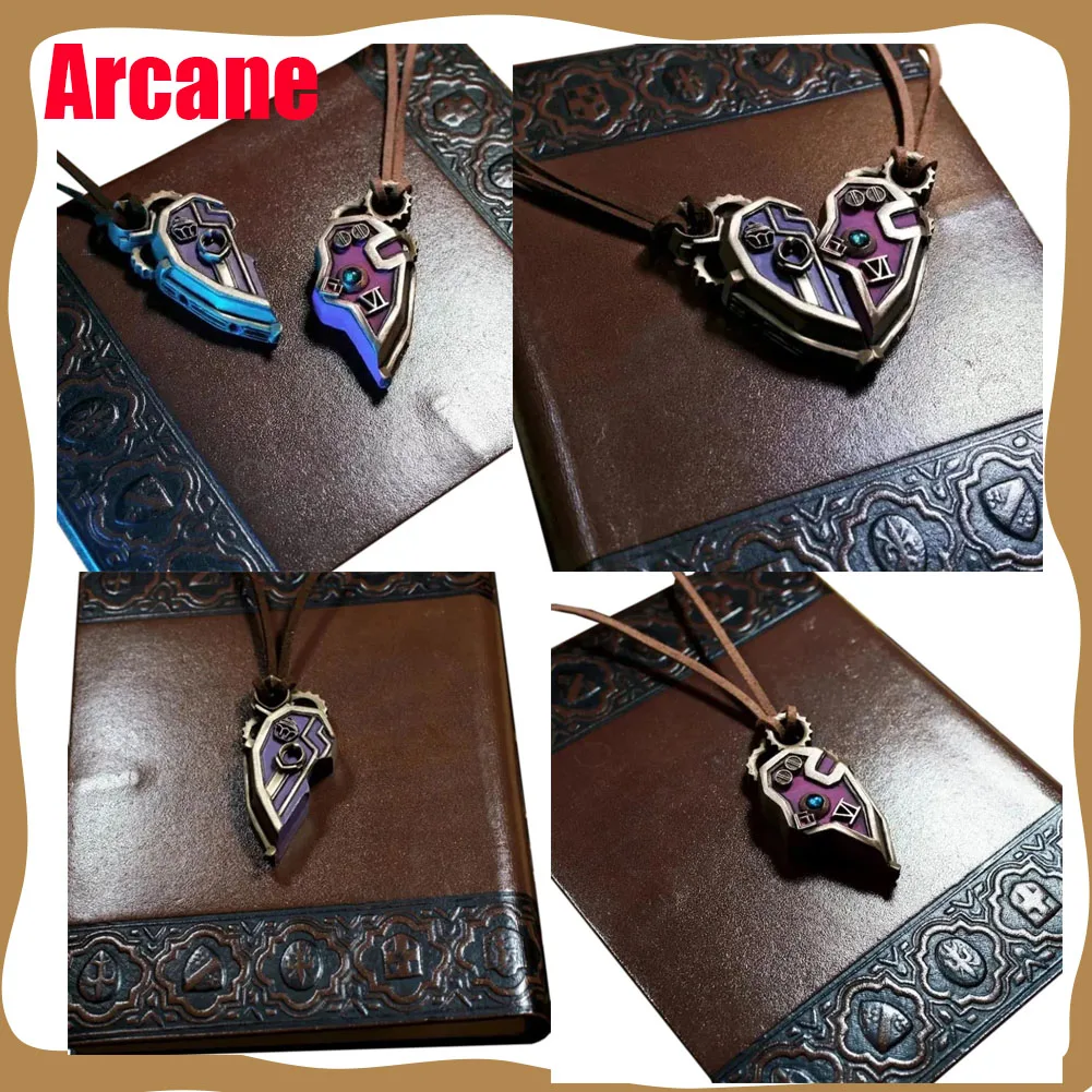 Arcane Caitlyn Vi Cosplay Necklace Disguise 2024 Game LoL TV 2 Costume Accessories Puzzle Heart Pendants Women Gifts Party Props